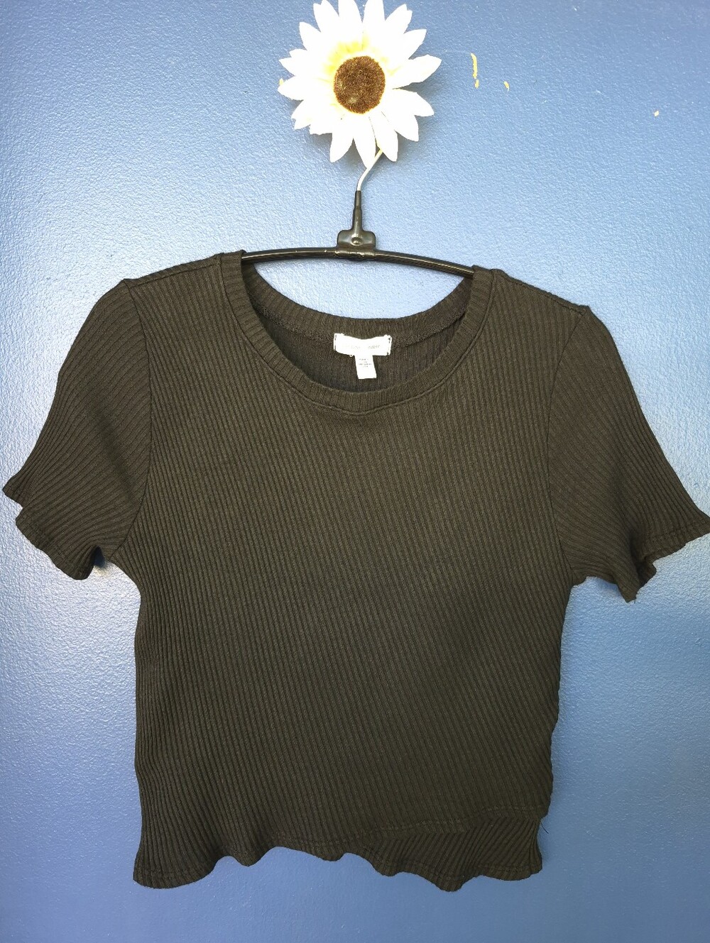 Silence + Noise Black Ribbed Crop Top